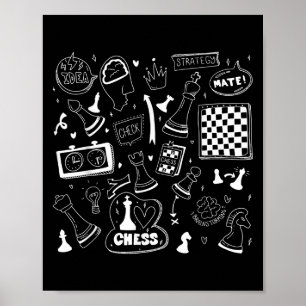 Schachmatt, spielen Sie einfach Schachzettel Graph Poster