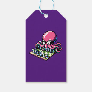 Schachmeister Octopus - Funny Pixel Art Strategy Geschenkanhänger