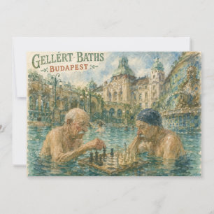 Schachpartie Gellert-Bäder Budapest Ungarn Dankeskarte