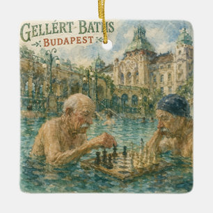 Schachpartie Gellert-Bäder Budapest Ungarn Keramikornament