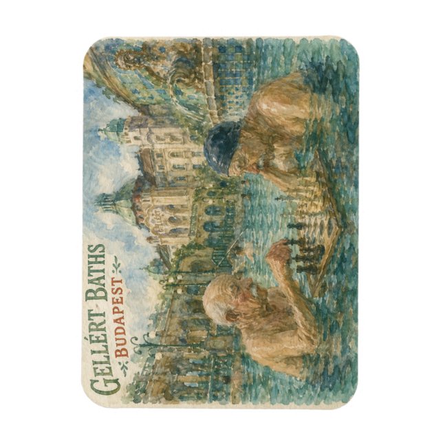 Schachpartie Gellert-Bäder Budapest Ungarn Magnet (Vertikal)