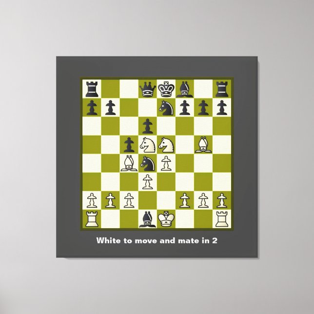 Schachpuzzle Mate in 2 gesteppten Leinwänden Print Leinwanddruck (Vorderseite)