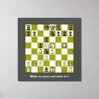 Schachpuzzle Mate in 2 gesteppten Leinwänden Print