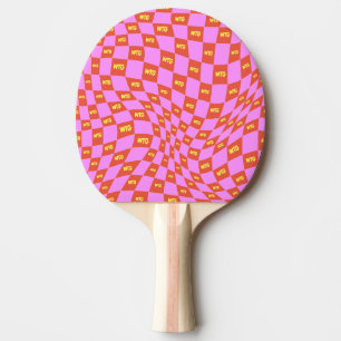 Schachrosa orange-gelbe Neon-Retro Tischtennis Schläger