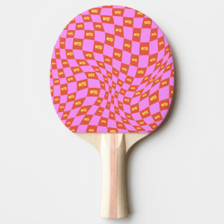 Schachrosa orange-gelbe Neon-Retro Tischtennis Schläger