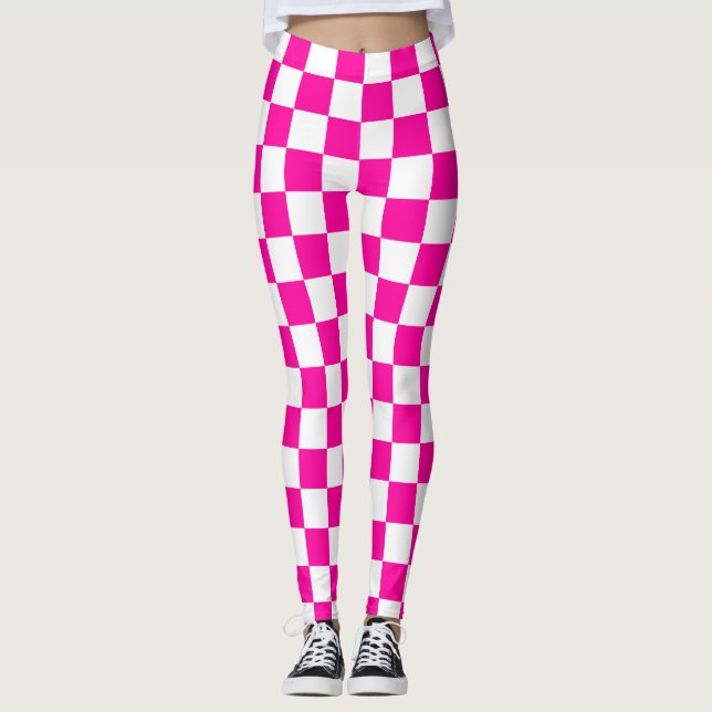 Schachrosa und Weiß Leggings (Vorderseite)