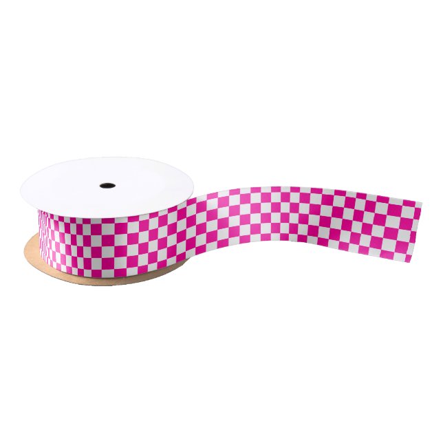 Schachrosa und Weiß Satinband (Spule)