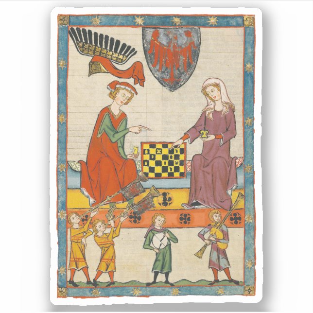 Schachspiel 14. Jahrhundert Codex Manesse Aufkleber (Vorderseite)