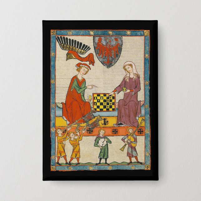 Schachspiel 14. Jahrhundert Codex Manesse Button (Vorderseite)