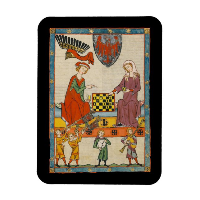 Schachspiel 14. Jahrhundert Codex Manesse Magnet (Vertikal)