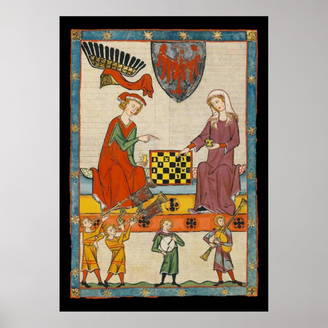 Schachspiel 14. Jahrhundert Codex Manesse Poster (Vorne)