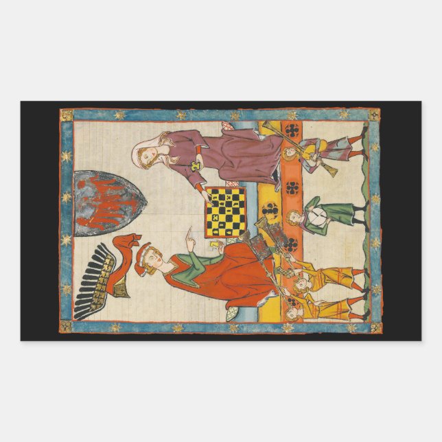 Schachspiel 14. Jahrhundert Codex Manesse Rechteckiger Aufkleber (Vorderseite)