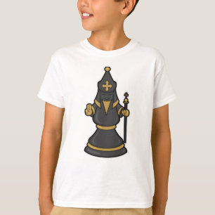 Schachspiel Bischof von Schach mit Stab T-Shirt