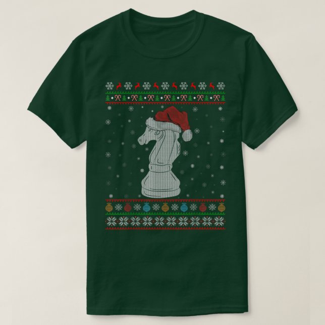 Schachspiel Lover Xmas Lights Santa Schach Ugly Ch T-Shirt (Design vorne)