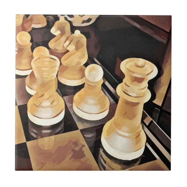 Schachspiel Original Abstrakte Kunst Fliese (Vorderseite)