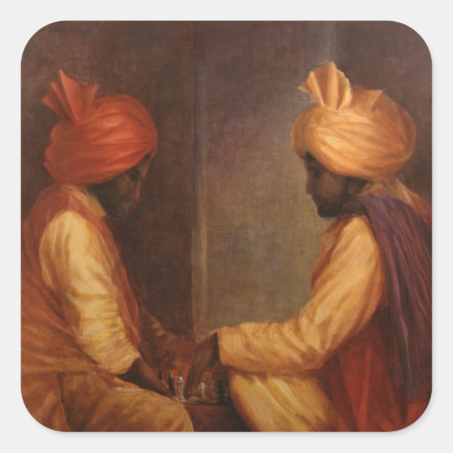 Schachspiel Quadratischer Aufkleber (Vorderseite)