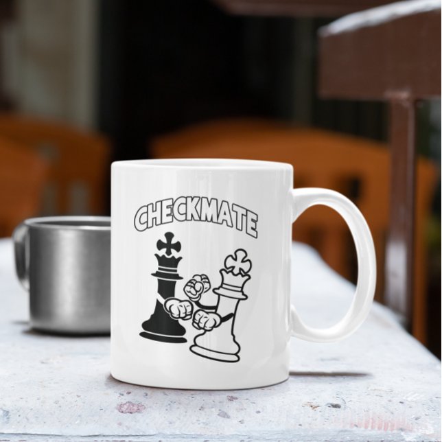 Schachspiel Schach Schachspiel Kunst Schwarz-Weiß Kaffeetasse (Checkmate Chess Tournament Art Black and White Coffee Mug)