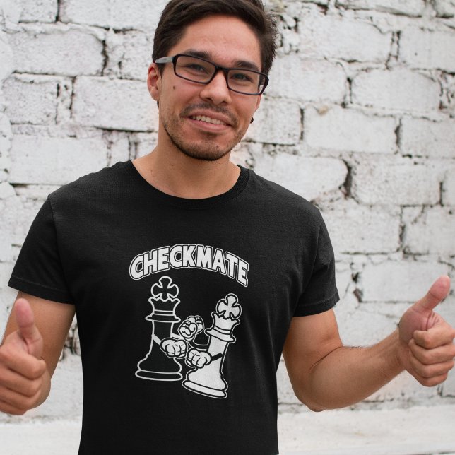 Schachspiel Schach Schachspiel Kunst Schwarz-Weiß T-Shirt (Checkmate Chess Tournament Art Black and White T-Shirt)