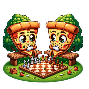 Schachspielende Pizzastücke Aufkleber