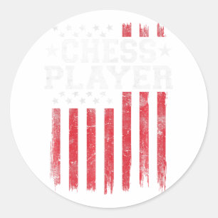 Schachspieler Amerikanische Flagge USA Patriot Pat Runder Aufkleber