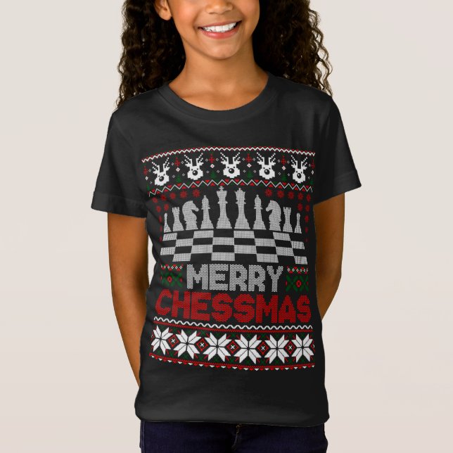 Schachspieler Frohe Weihnachten Weihnachten Ugly S T-Shirt (Vorderseite)