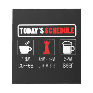 Schachspieler   Heute Zeitplan Kaffee Schach Notizblock