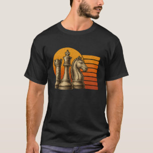 Schachspieler im Retro-Sonnenuntergangsdesign Scha T-Shirt