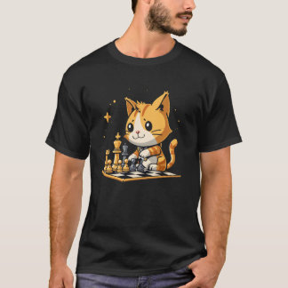 Schachspieler Katze auf Schach T-Shirt