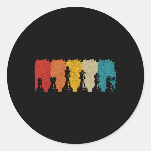 Schachspieler Runder Aufkleber (Vorderseite)