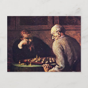 Schachspieler von Daumier Honoré Postkarte