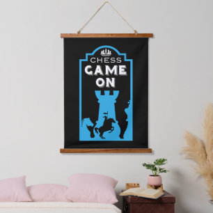 Schachspieler Wandteppich Mit Holzrahmen