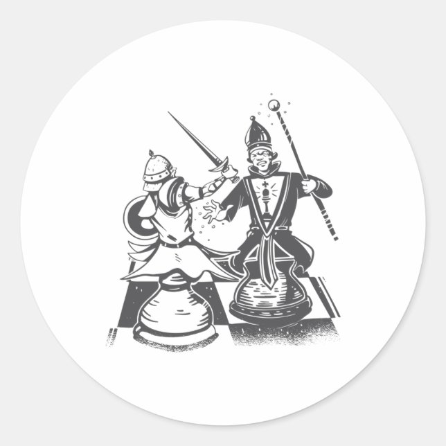 Schachstreit Runder Aufkleber (Vorderseite)