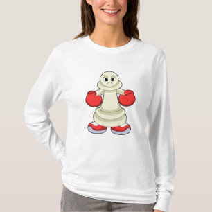 Schachstück als Boxer mit Boxhandschuhen befestigt T-Shirt