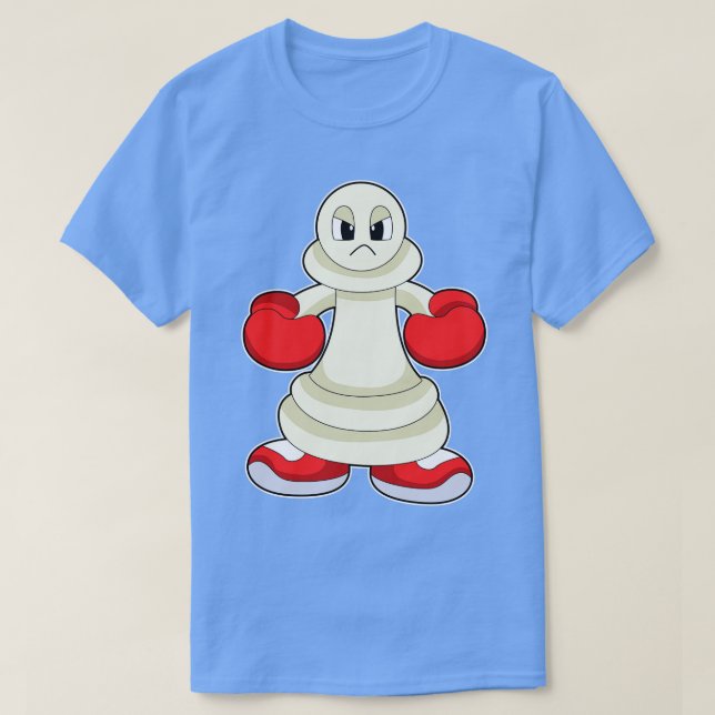Schachstück als Boxer mit Boxhandschuhen befestigt T-Shirt (Design vorne)