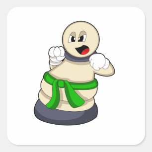 Schachstück am Schach befestigt Quadratischer Aufkleber