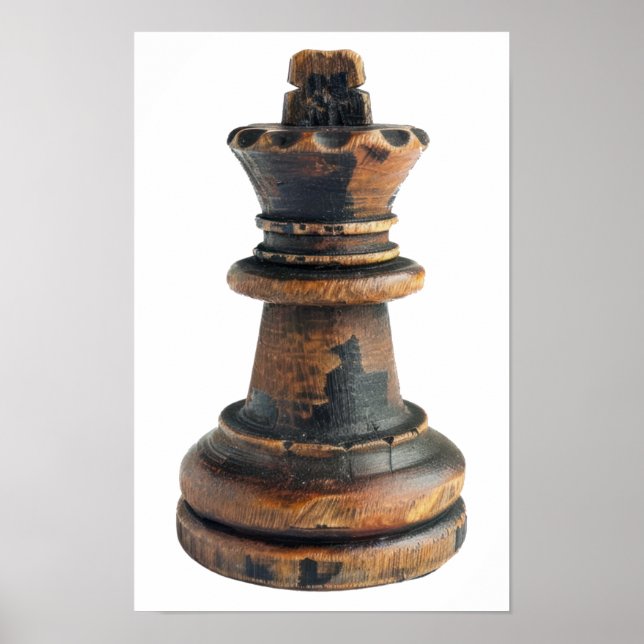 Schachstück aus Vintagem Holz Poster (Vorne)