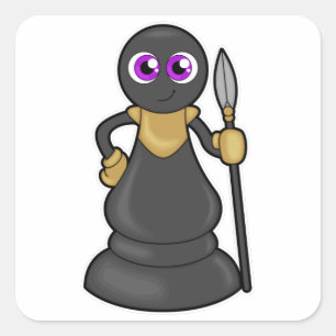 Schachstück bei Schach mit Spear gepaart Quadratischer Aufkleber