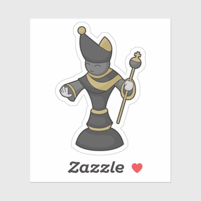 Schachstück Bischofsstab Schach Aufkleber (Blatt)