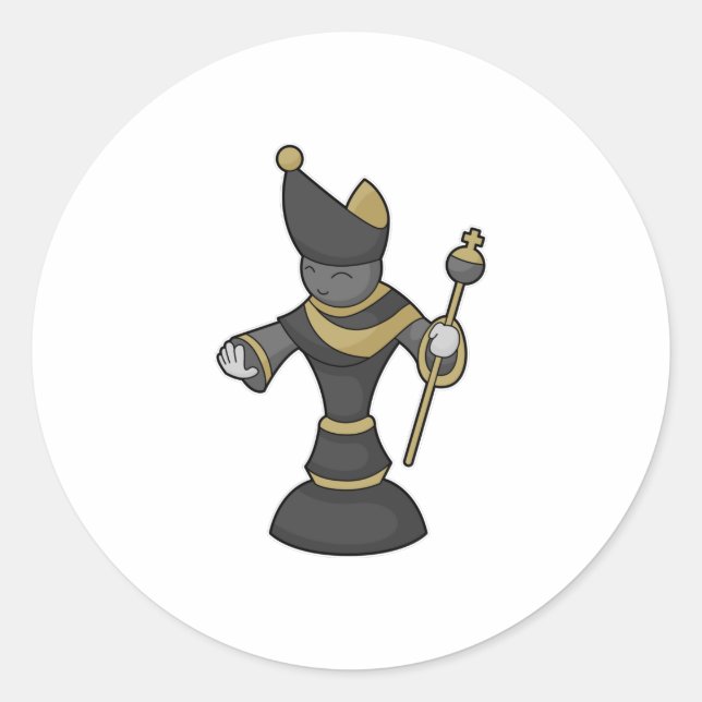 Schachstück Bischofsstab Schach Runder Aufkleber (Vorderseite)