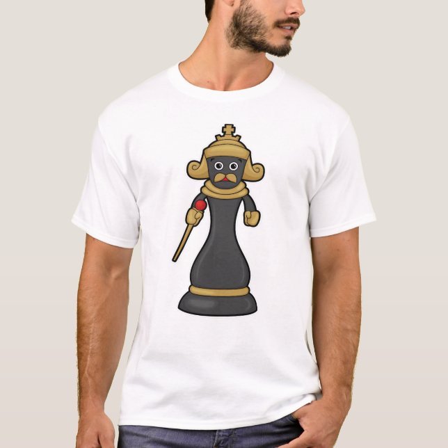 Schachstück King at Schess mit Stab T-Shirt (Vorderseite)
