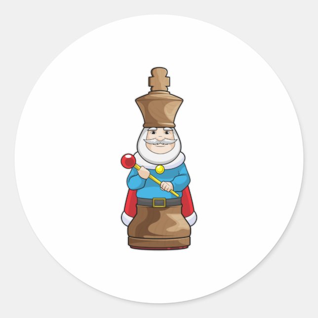 Schachstück King Chess Runder Aufkleber (Vorderseite)