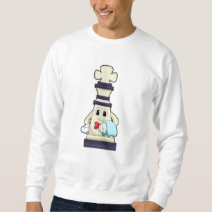 Schachstück König als Kellner mit Handtuch Sweatshirt