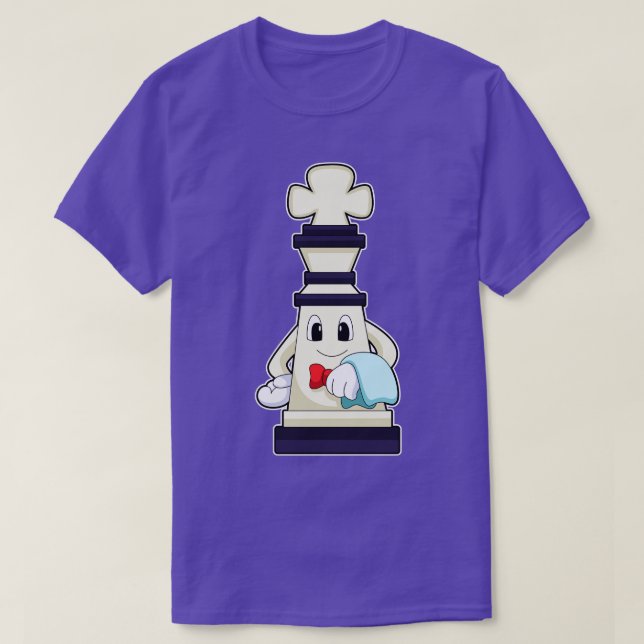 Schachstück König als Kellner mit Handtuch T-Shirt (Design vorne)