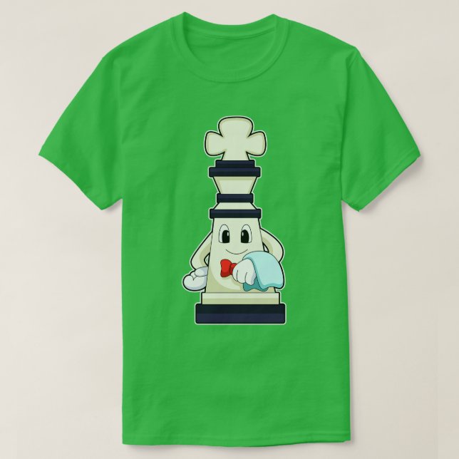 Schachstück König als Kellner mit Handtuch T-Shirt (Design vorne)