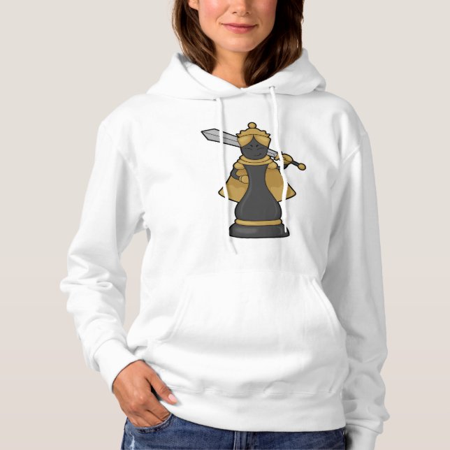 Schachstück Königin im Schach mit Schwert Hoodie (Vorderseite)