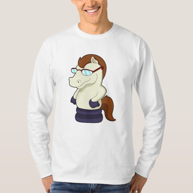 Schachstück Ritter als Pferd mit Sonnenbrille T-Shirt (Vorderseite)