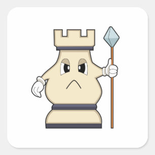 Schachstück Rook bei Schach.PNG Quadratischer Aufkleber