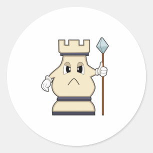 Schachstück Rook bei Schach.PNG Runder Aufkleber