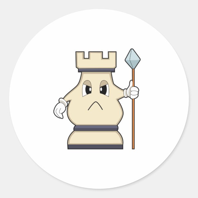 Schachstück Rook bei Schach.PNG Runder Aufkleber (Vorderseite)