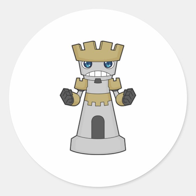 Schachstück Rook Schach Runder Aufkleber (Vorderseite)
